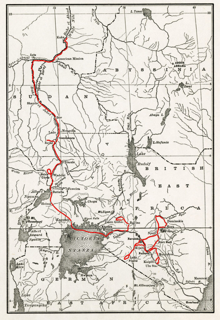 Map of the route taken by the party