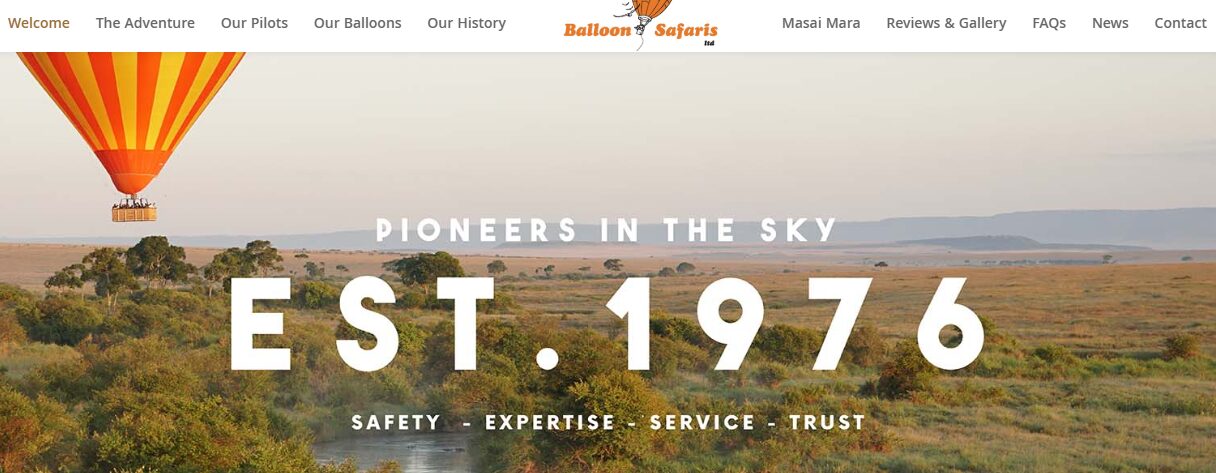 Snapshot of Balloon Safaris, a tour operator company in Masai Mara - the oldest balloon-flying company with 49 years of flying experience.