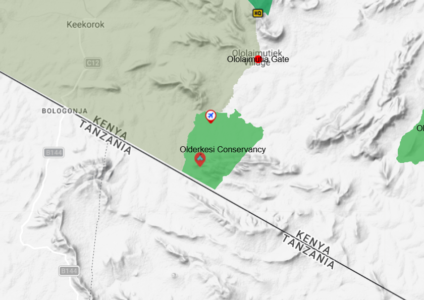 Map Showing Location of Olderkesi Wildlife Conservancy